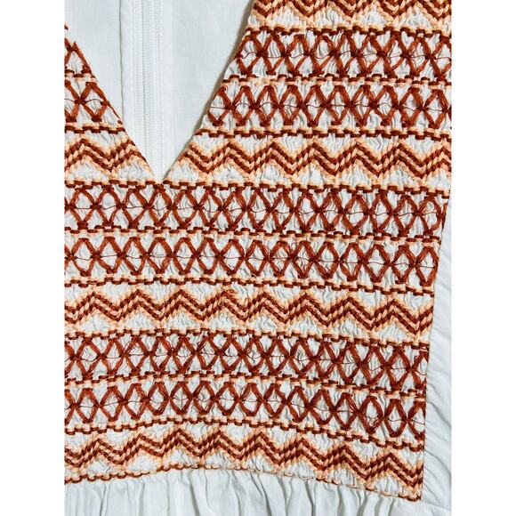 Madewell Embroidered Poplin V-Neck Mini Dress, Women's Size Small - Picture 8 of 11